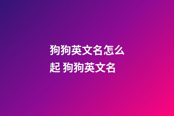 狗狗英文名怎么起 狗狗英文名